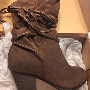 "Avenue" Brown Vegan Suede 11W boots...wide calf too